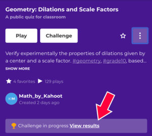 New kahoot details page: view results of your homework challenges