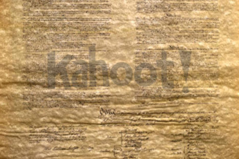 Kahoot! history collection cover image. Image credits: https://pixabay.com/en/old-transcript-constitution-vintage-438035/ CC0