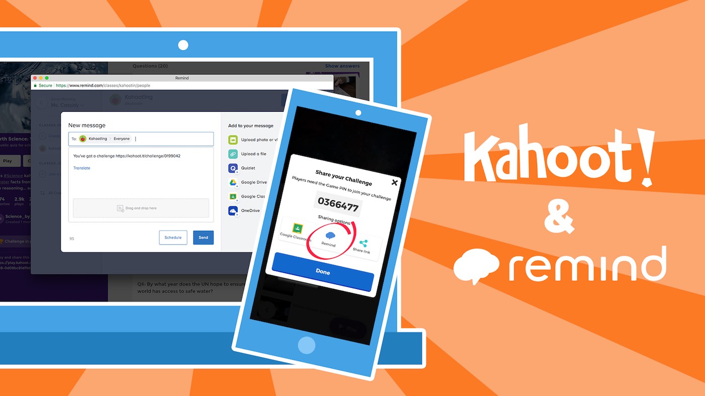 Kahoot! adds Remind integration, making it easier to share Kahoot! challenges as homework