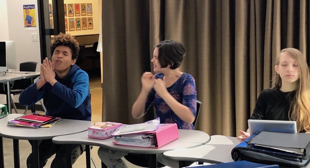 Barbara Wingfield's students playing Kahoot! in ASL