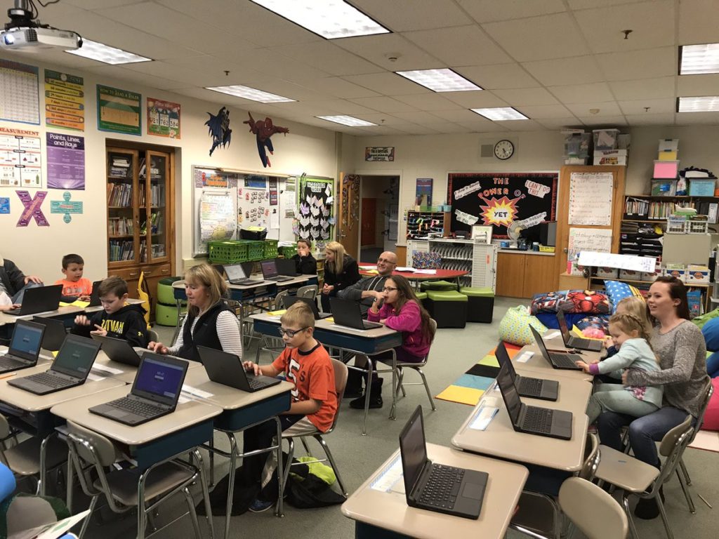 Class working on Chromebooks