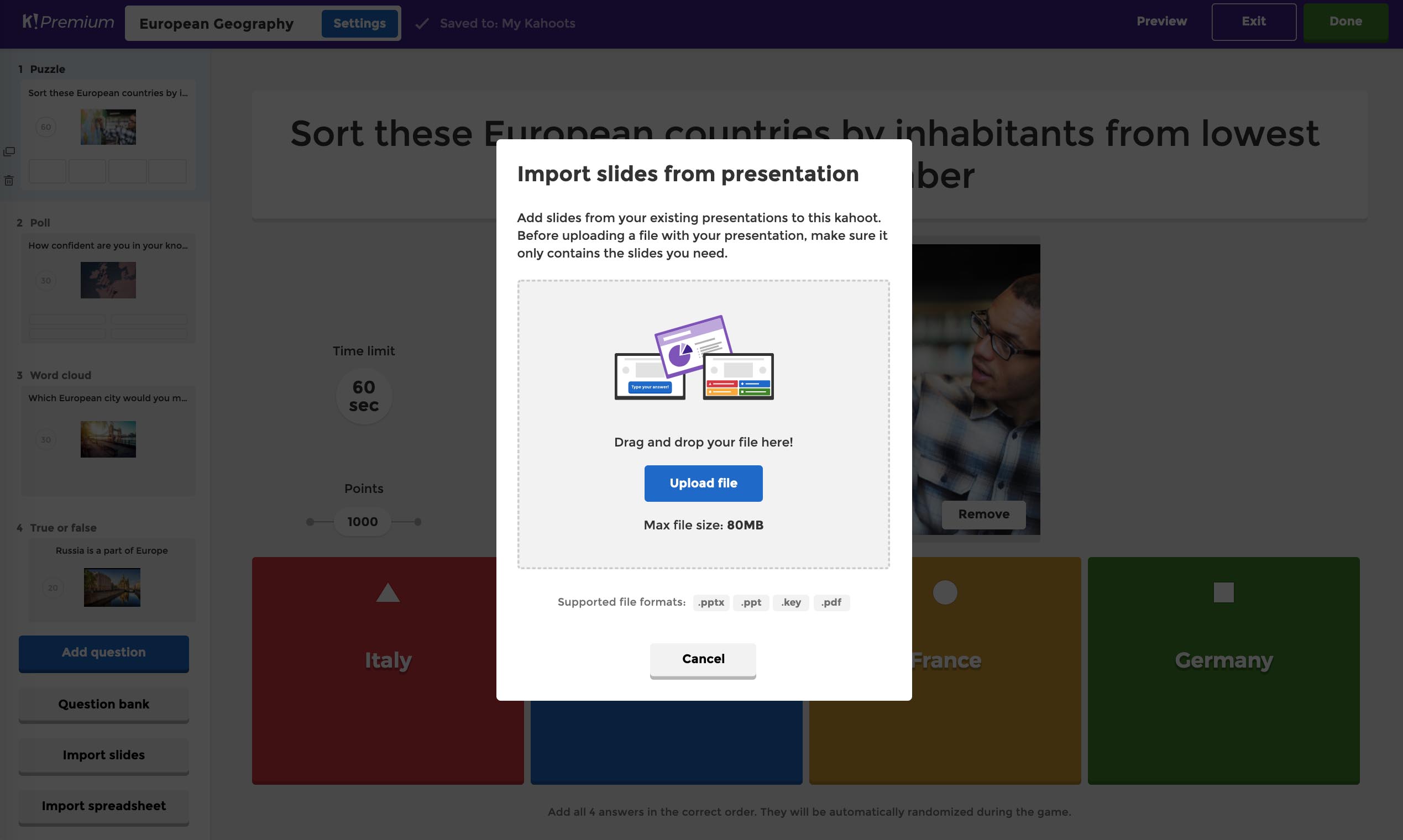 Plan lessons and kahoots to play in class with project tools