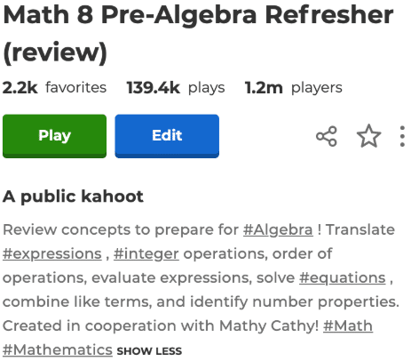 Kahoot title example