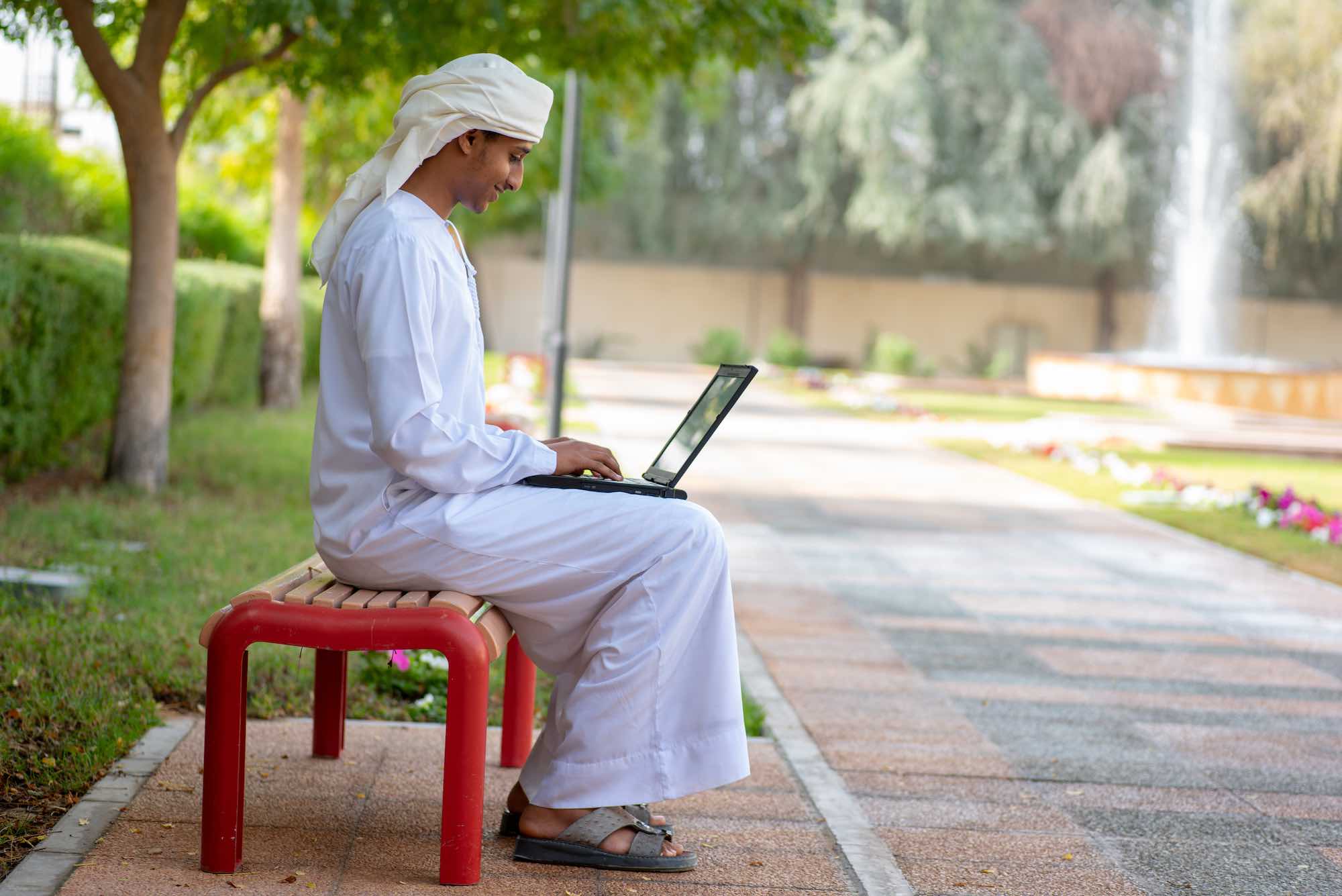 HCT student using a computer