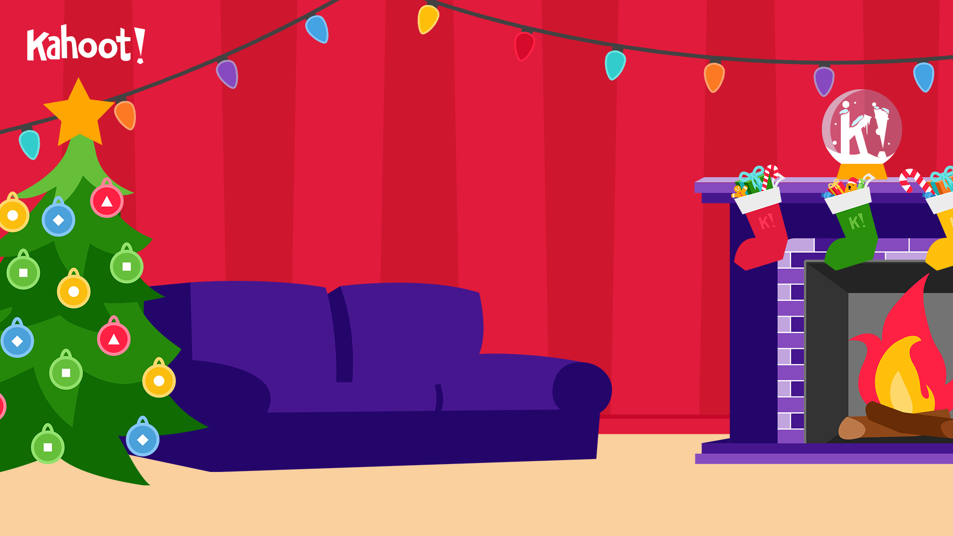 Festive virtual backgrounds for video calls by Kahoot!