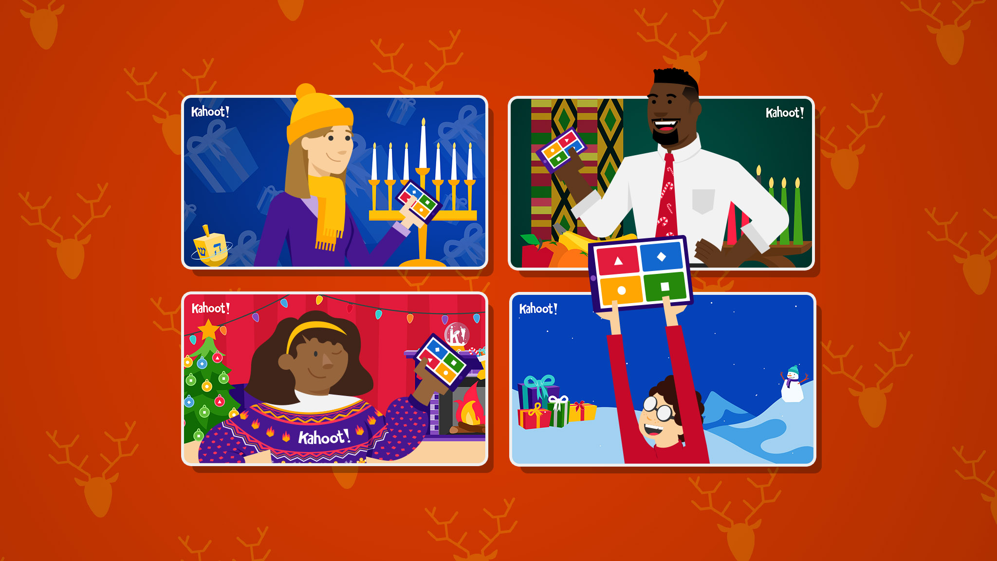 Festive virtual backgrounds for video calls by Kahoot!