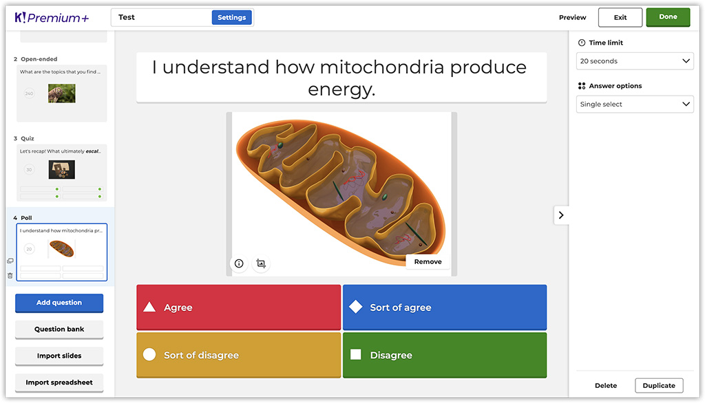 Pulse check poll question in Kahoot!