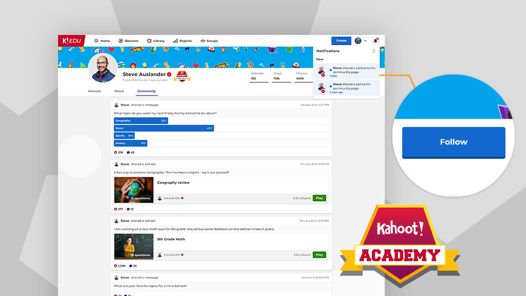 Announcing Kahoot! Academy Connect: bringing social networking and  communities to the seven million Kahoot! educators and teachers