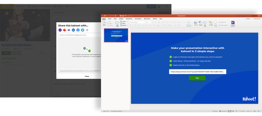 PowerPoint Kahoot! integration screenshot