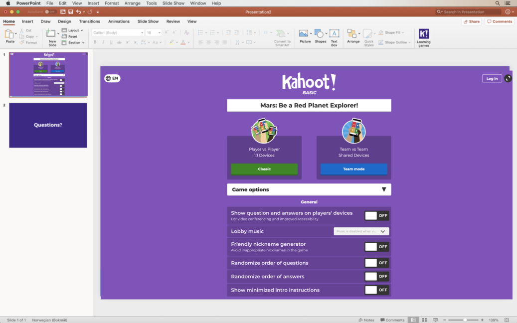 presentation skills kahoot