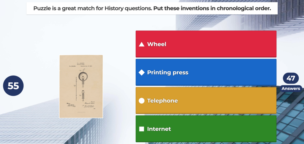 History icebreaker made possible with Kahoot question type