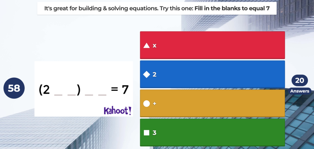 Example of icebreaker question made possible with Kahoot puzzle questions