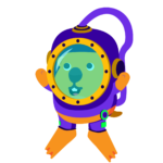 Illustration of a Kahoot! character wearing scuba diving equipment