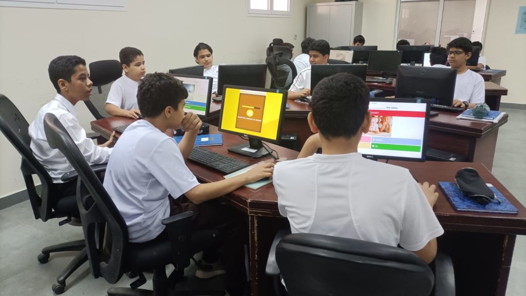Students playing Kahoot! in a classroom
