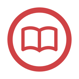 Icon showing an open book inside a red circle