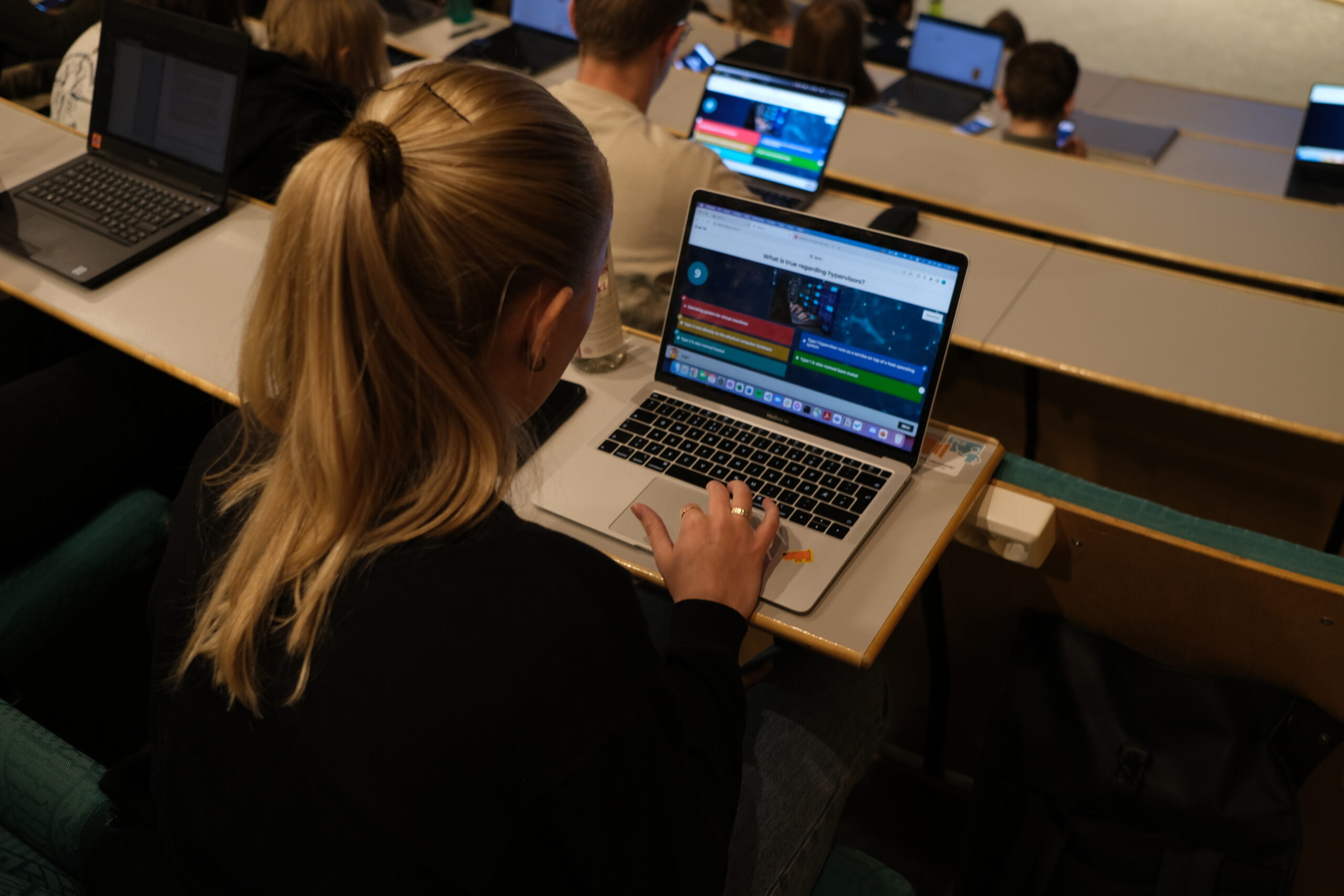 student playing kahoot in exam review session.