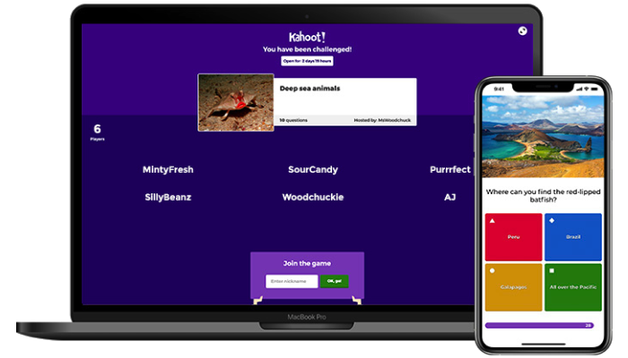 Screenshot of the join kahoot screen displayed on a laptop screen