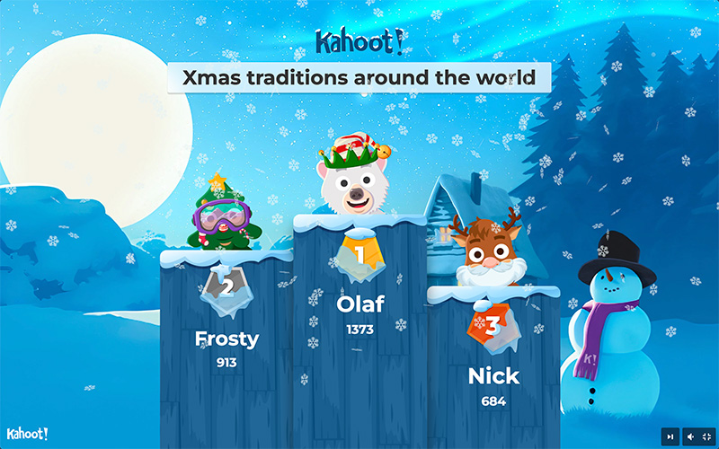 Winter holiday game mode podium