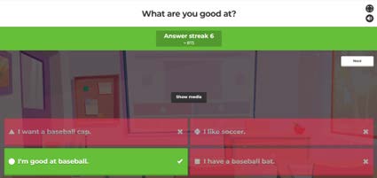 "What are you good at?" kahoot quiz question
