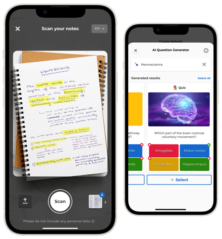 Kahoot! Study Flash cards, study groups and presentation layouts
