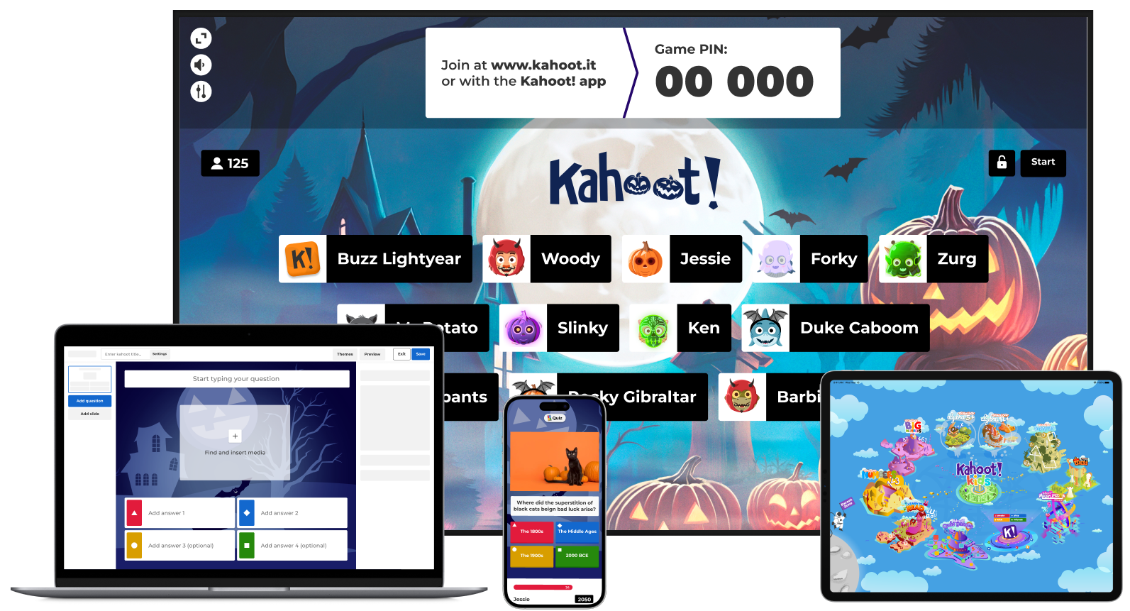 Kahoot! gameplay on different devices