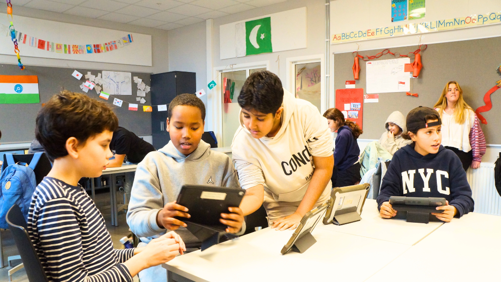 Students playing Kahoot! in a classroom