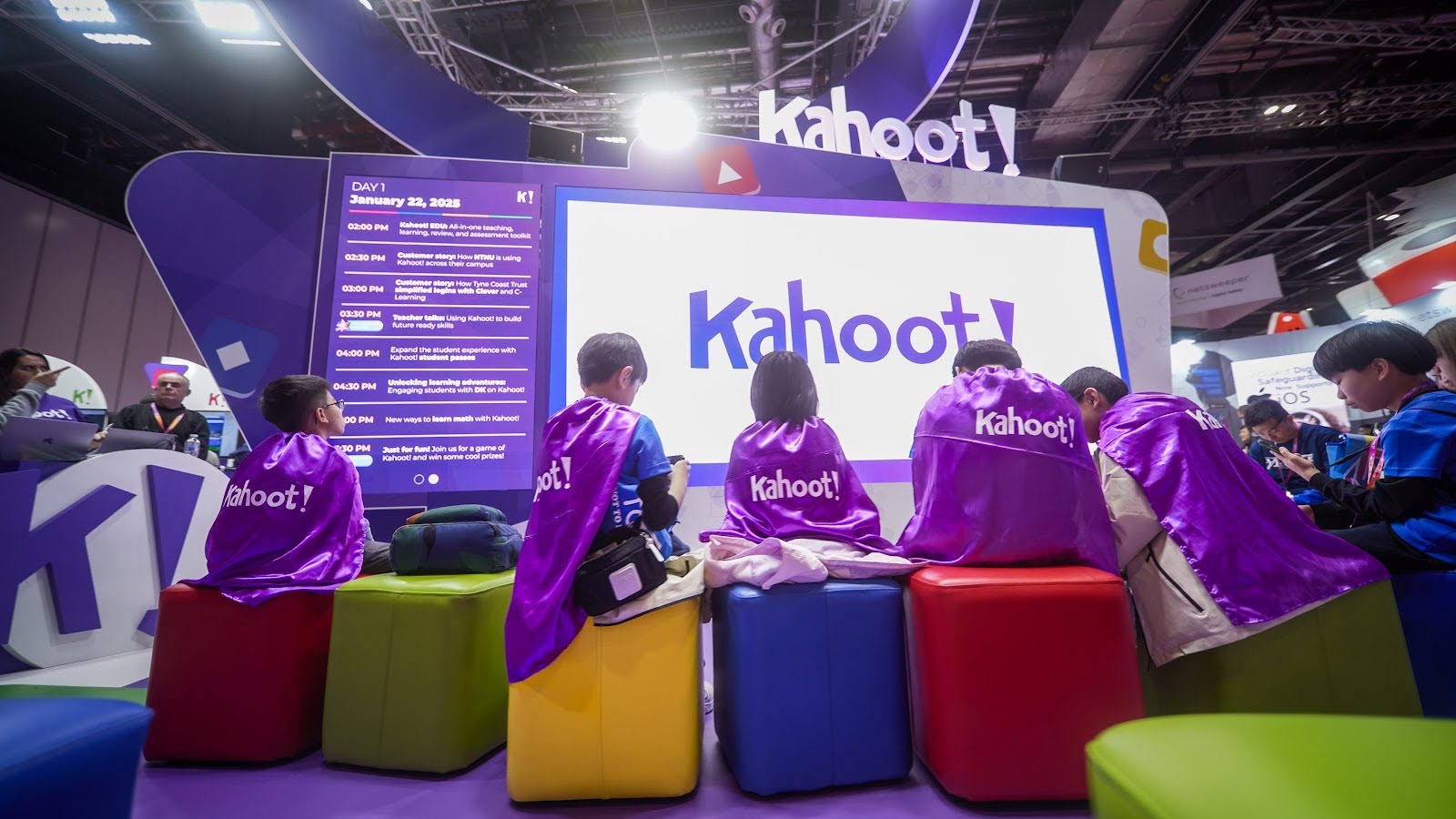 Kids at Kahoot! booth at Bett 2025