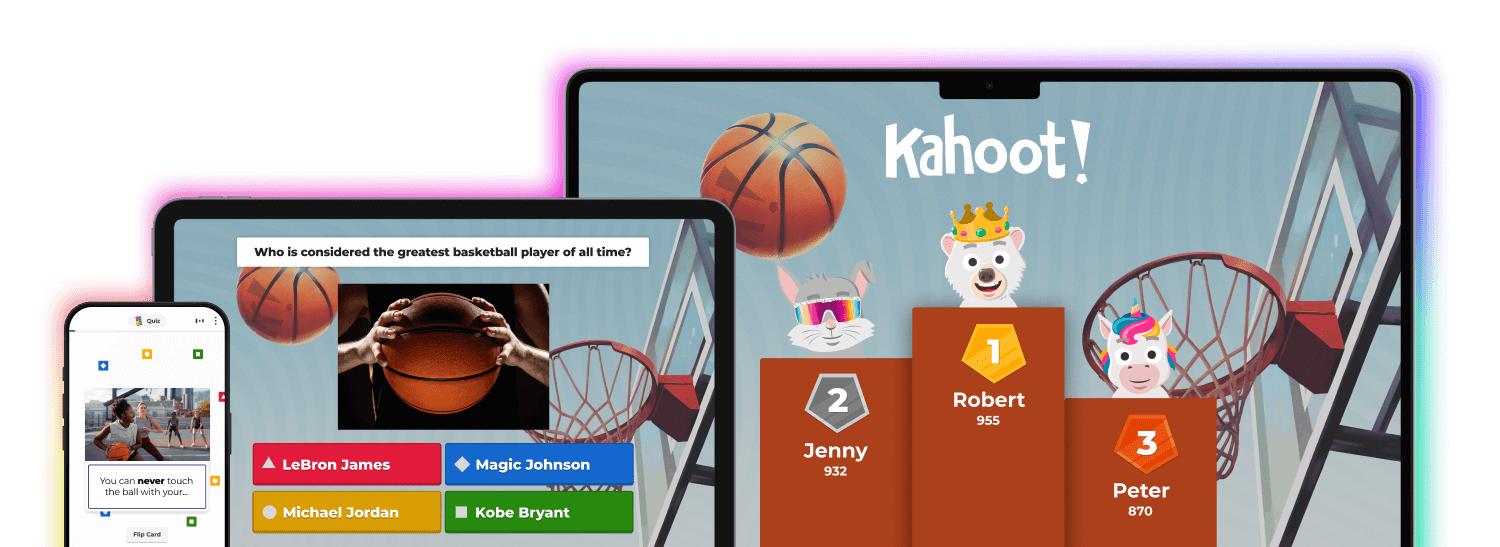 Different devices with K! basketball theme