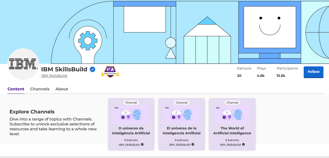 IBM SkillsBuild profile on Kahoot!