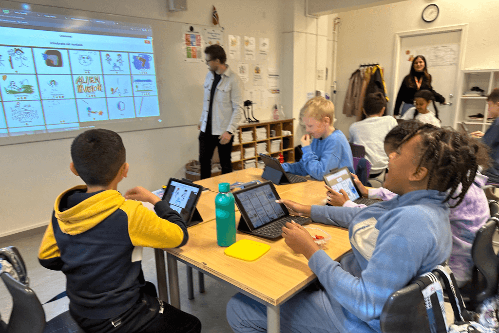 Students playing Kahoot! Sparks in a classroom