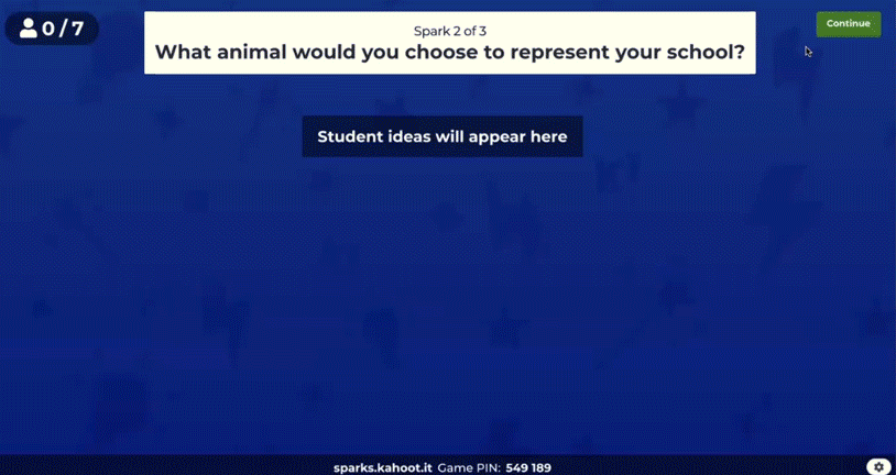 GIF of students' creative responsive in Kahoot! Sparks