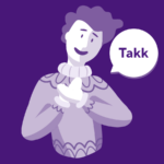 Illustration of person saying "Thank you" in Icelandic