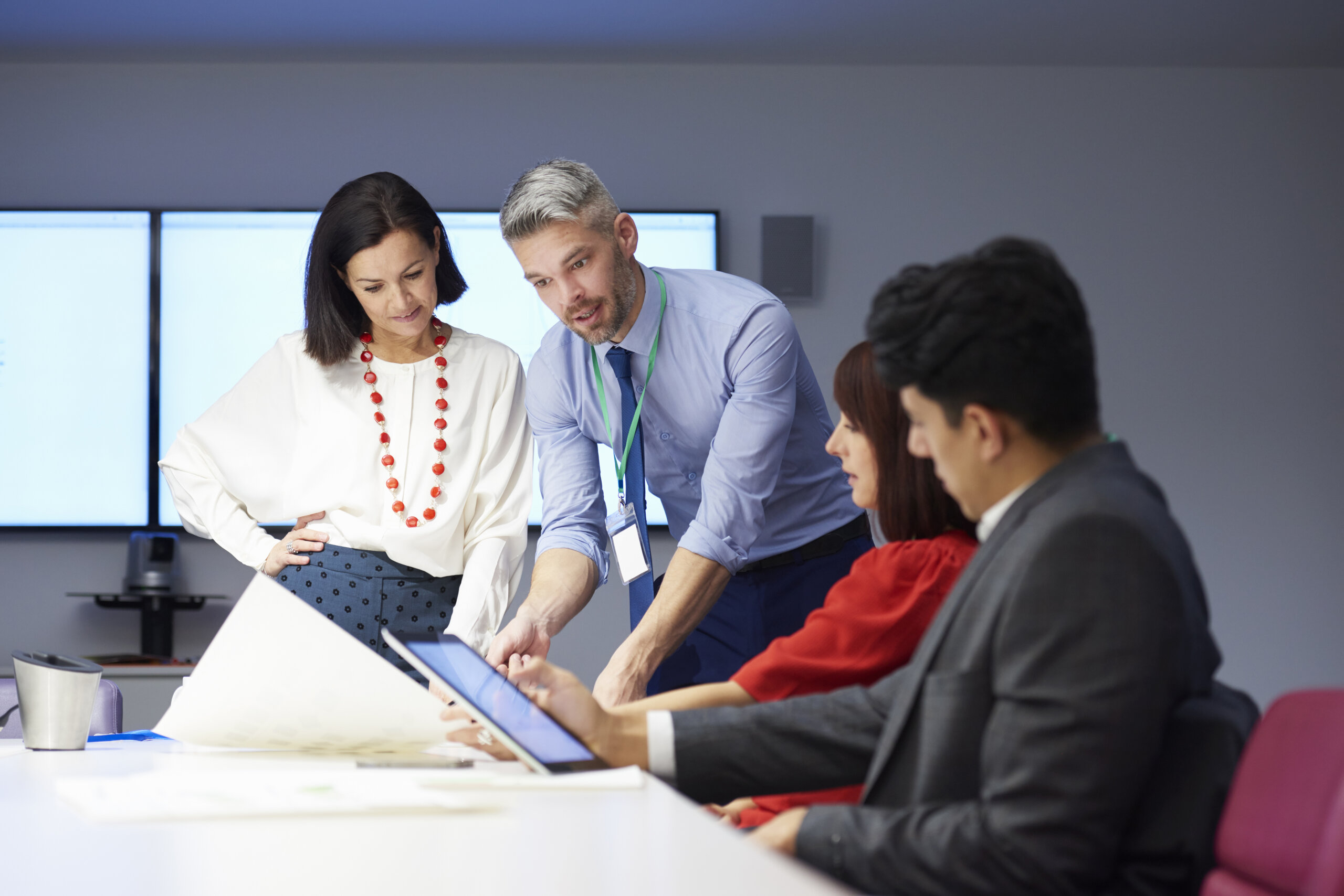 Professionals working together at a conference table