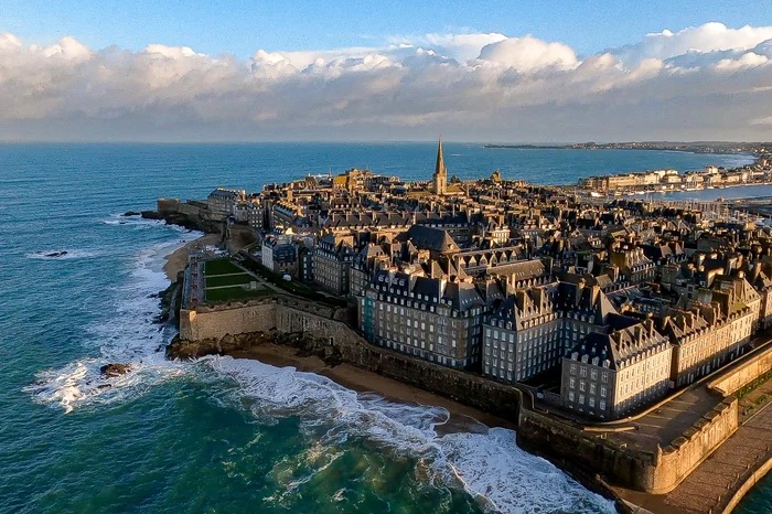 Aerial shot saint malo french brittany