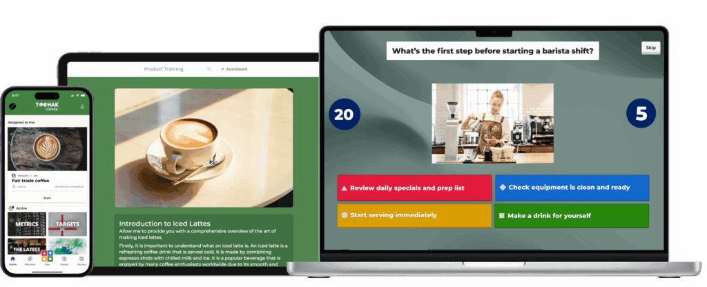 Onboarding activities shown on a phone, tablet, and laptop 
