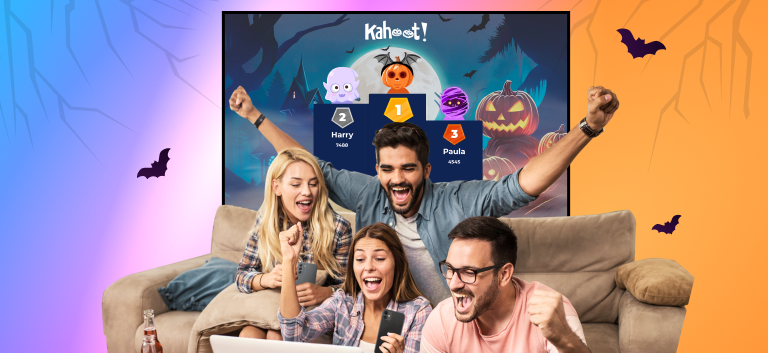 Family playing a game of Halloween