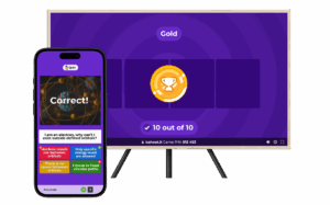 Kahoots on a big screen and phone screen