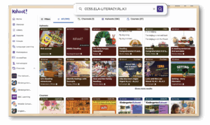 Visual of Kahoot!'s curriculum standards search feature for CCSS