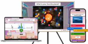 3 screens showing different Kahoot! question types including puzzle, slider and pin answer