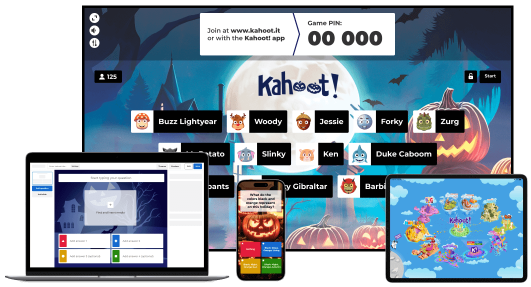 games of Kahoot! for Halloween in different screens