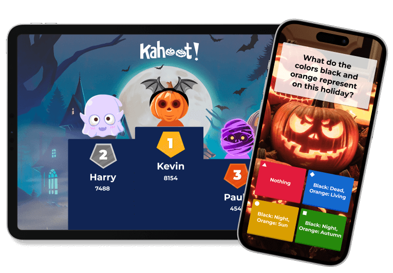 games of Kahoot! for Halloween in different screens