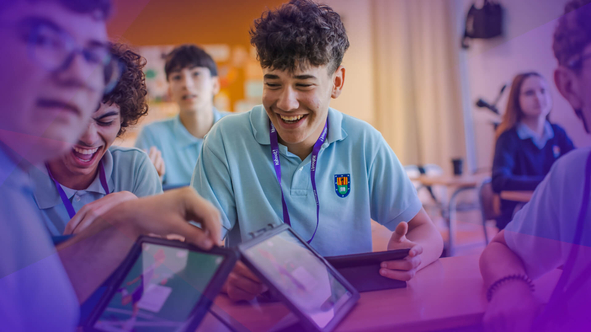 Students in a classroom with digital tablets