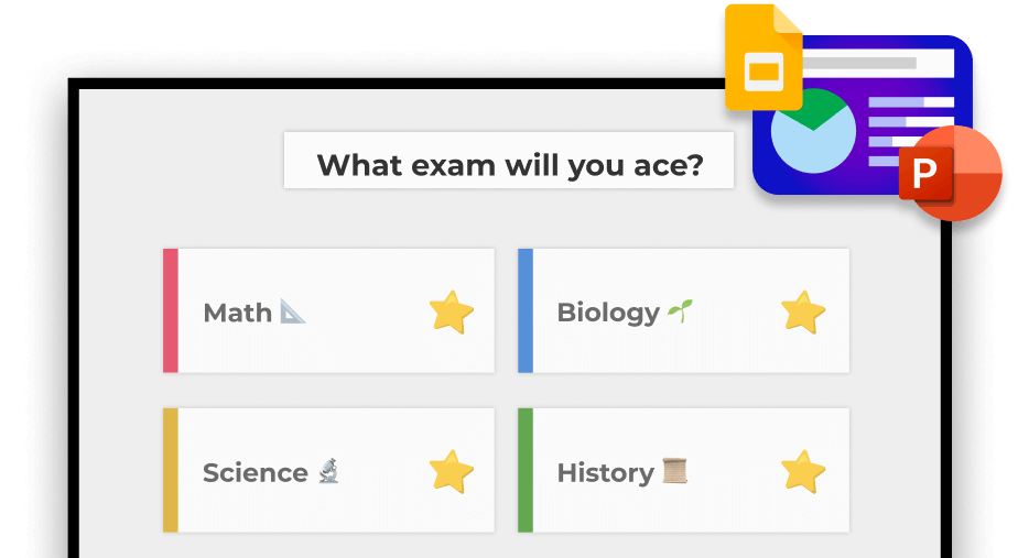 A quiz question on a tablet asking 