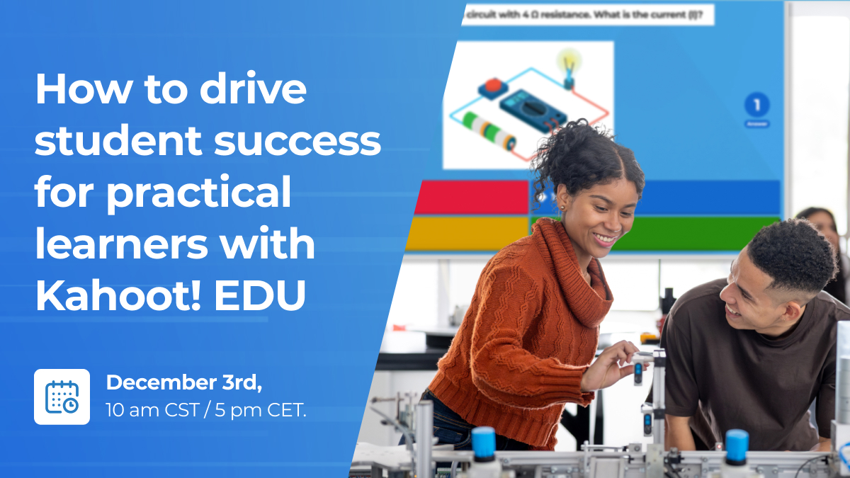 Promotional graphic for Kahoot! EDU in Higher Education with the text 