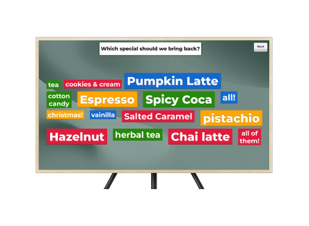 Digital display with a poll question, 