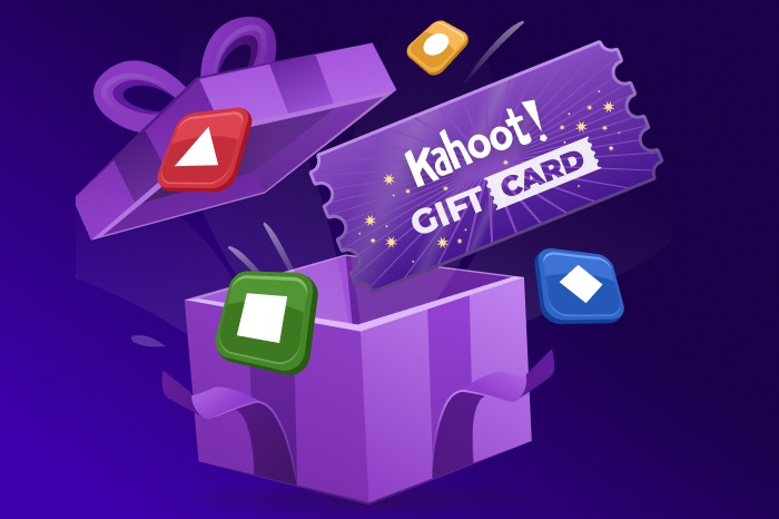 Kahoot! gift voucher bursting out of an open present