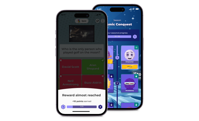 Two phones displaying Kahoot.