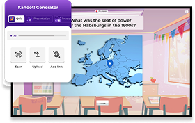 A digital screen displays a True or False question: 