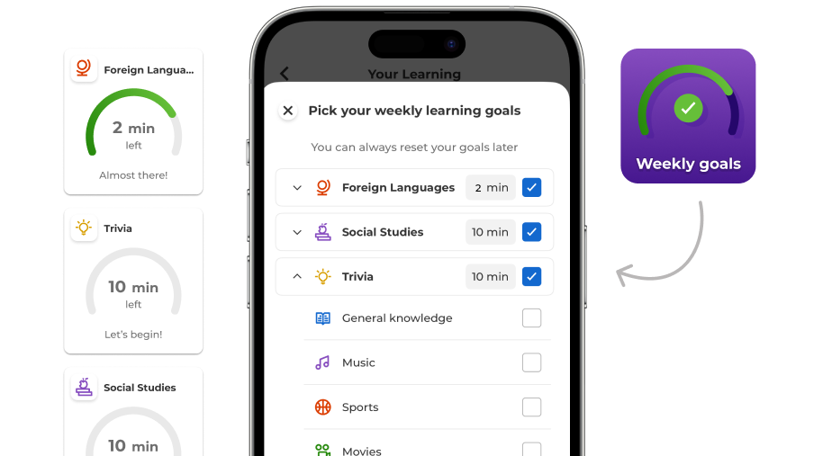 A smartphone displays the 
