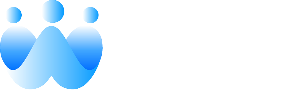 A logo for the Kahoot! Work Summit featuring a blue gradient 'W' shaped like three abstract figures with heads.